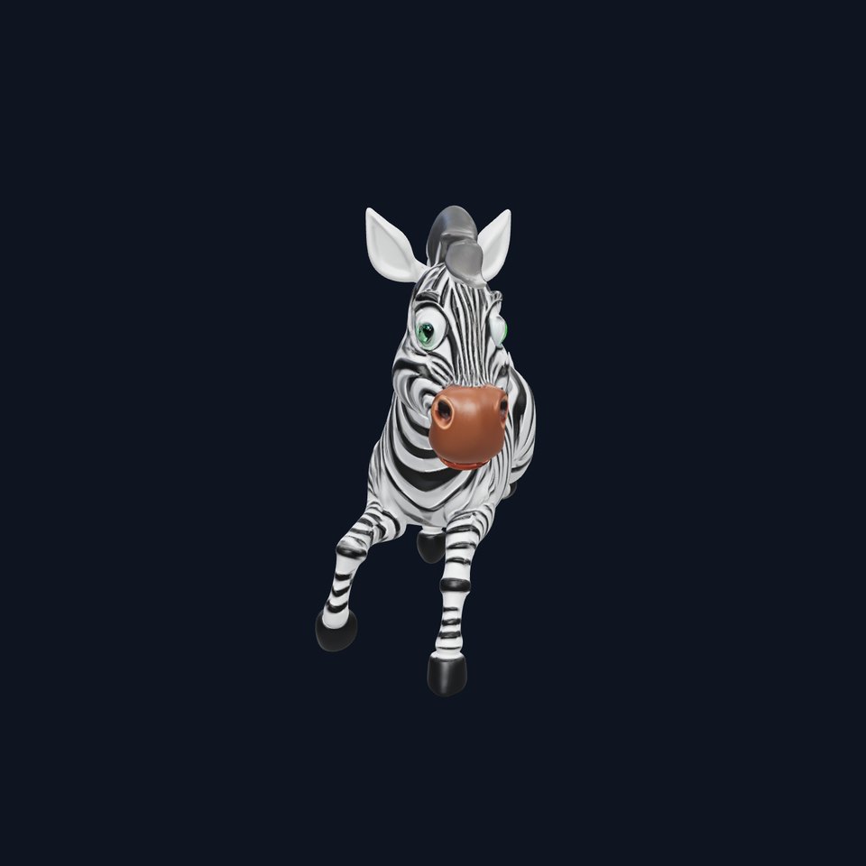 Cartoon Zebra Model Pack with Detailed Textures